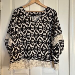 Cynthia Rowley Black and Cream Geometric Blouse